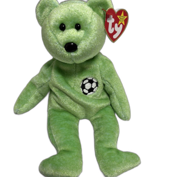 Rare Vintage Ty Beanie Baby Kicks the Soccer Bear Plush Toy - Picture 1 of 8